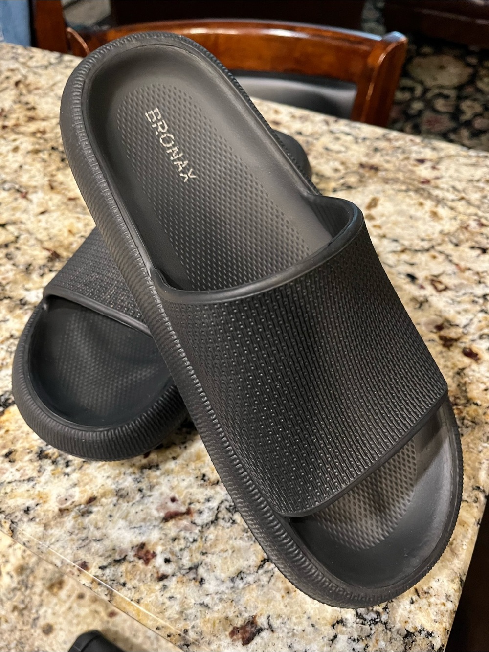 Bronx Men's Black Textured Slide Sandals